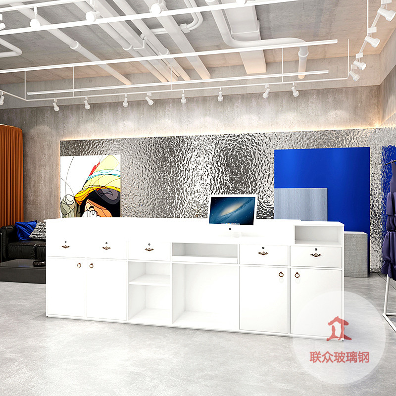 定制大型創(chuàng)意異形玻璃鋼烤漆前臺(tái)公司大堂接待臺(tái)售樓部服務(wù)臺(tái)吧臺(tái)