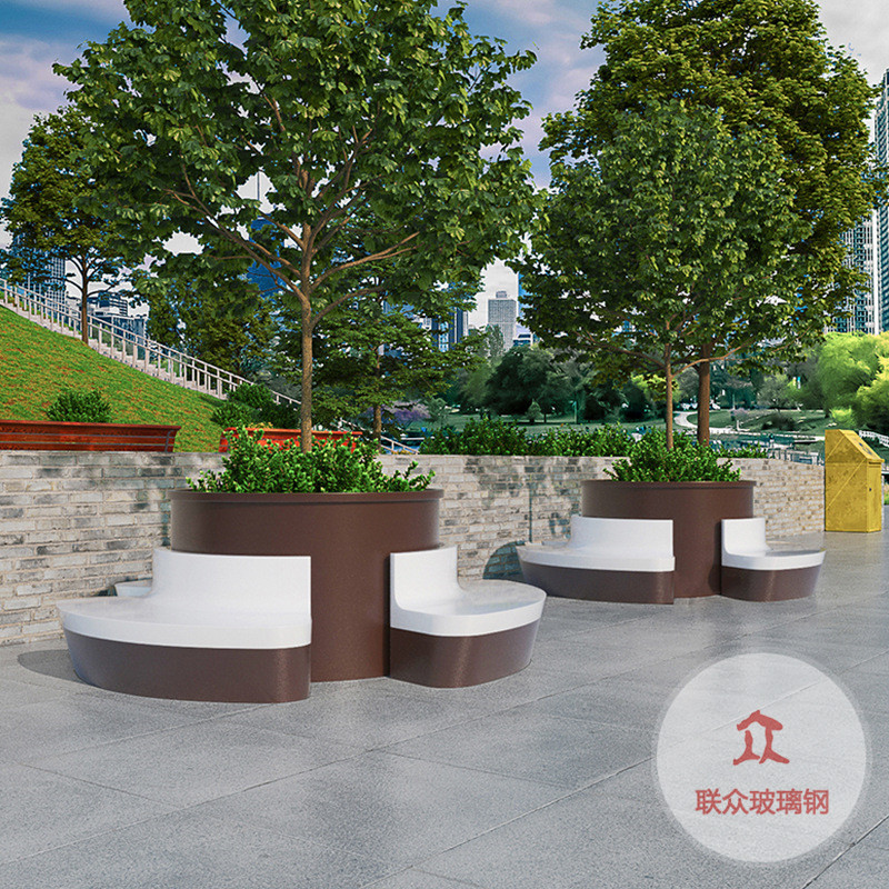玻璃鋼休閑座椅樹(shù)池花盆防腐木坐凳創(chuàng)意戶(hù)外公共休息商場(chǎng)景觀(guān)定制