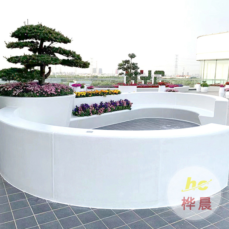 商場(chǎng)休閑座椅異形拼接組合戶(hù)外玻璃鋼樹(shù)池坐凳公共休息區(qū)創(chuàng)意美陳